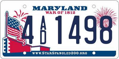 MD license plate 4AD1498