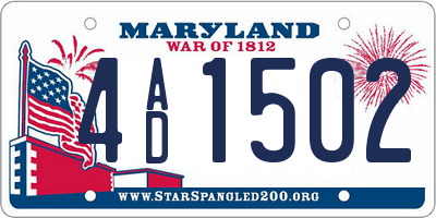 MD license plate 4AD1502