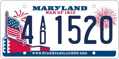 MD license plate 4AD1520