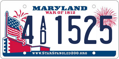 MD license plate 4AD1525