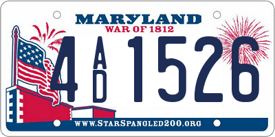 MD license plate 4AD1526