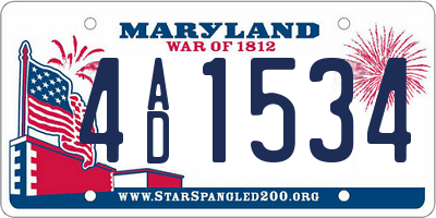 MD license plate 4AD1534