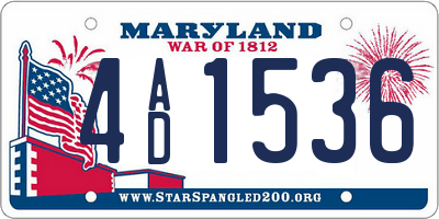MD license plate 4AD1536