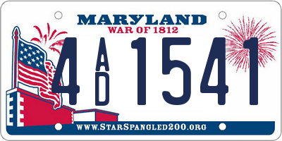 MD license plate 4AD1541