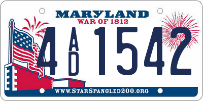 MD license plate 4AD1542