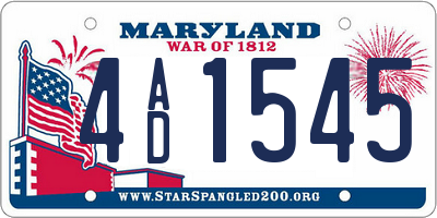 MD license plate 4AD1545
