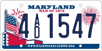 MD license plate 4AD1547