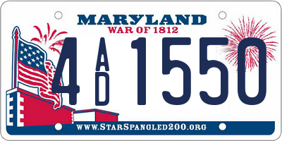 MD license plate 4AD1550