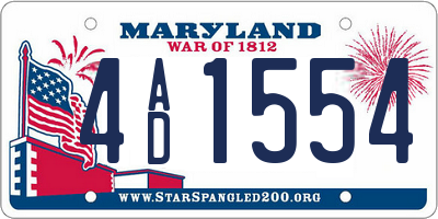 MD license plate 4AD1554