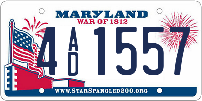 MD license plate 4AD1557