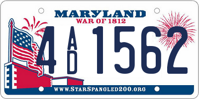 MD license plate 4AD1562