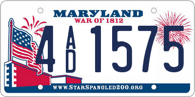 MD license plate 4AD1575