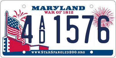 MD license plate 4AD1576