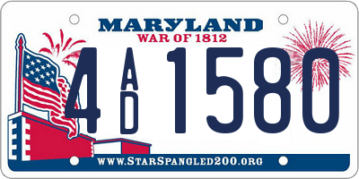MD license plate 4AD1580
