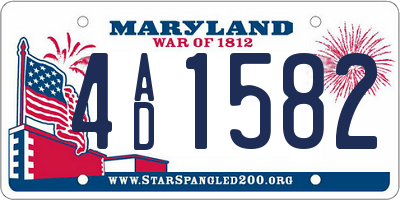 MD license plate 4AD1582