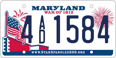 MD license plate 4AD1584