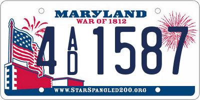 MD license plate 4AD1587