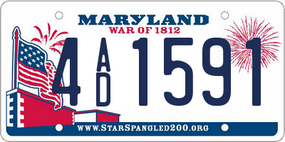 MD license plate 4AD1591