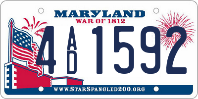 MD license plate 4AD1592