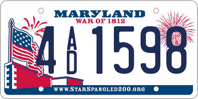 MD license plate 4AD1598