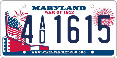 MD license plate 4AD1615