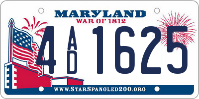 MD license plate 4AD1625