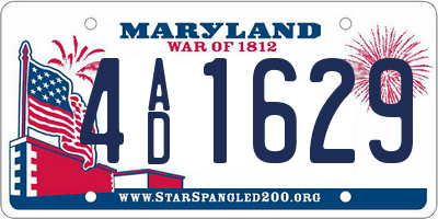 MD license plate 4AD1629