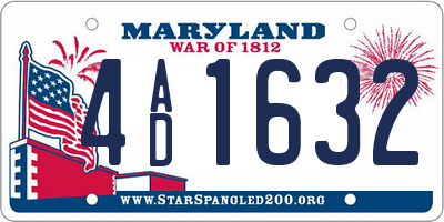 MD license plate 4AD1632