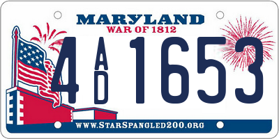 MD license plate 4AD1653