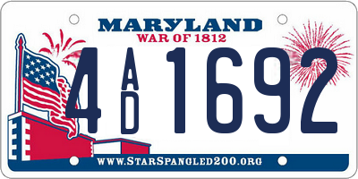 MD license plate 4AD1692