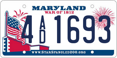 MD license plate 4AD1693