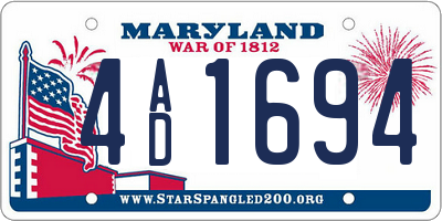 MD license plate 4AD1694