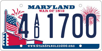 MD license plate 4AD1700