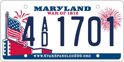 MD license plate 4AD1701