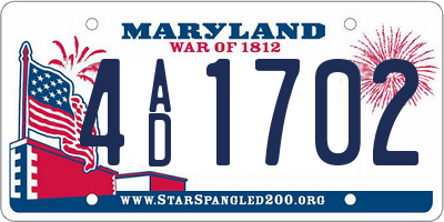 MD license plate 4AD1702
