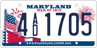 MD license plate 4AD1705