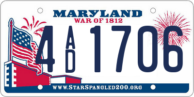 MD license plate 4AD1706