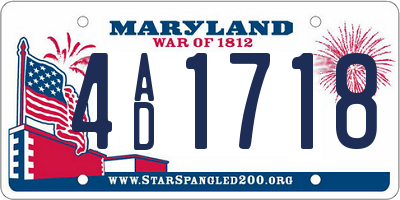 MD license plate 4AD1718