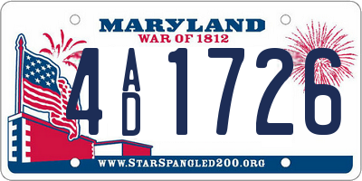 MD license plate 4AD1726