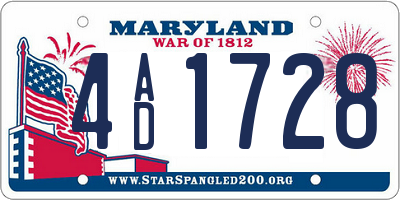 MD license plate 4AD1728