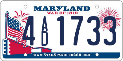 MD license plate 4AD1733