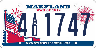 MD license plate 4AD1747