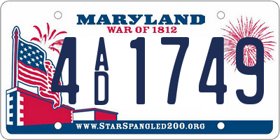 MD license plate 4AD1749