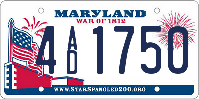 MD license plate 4AD1750