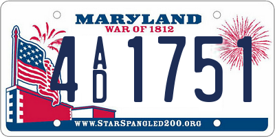 MD license plate 4AD1751