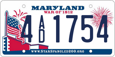 MD license plate 4AD1754