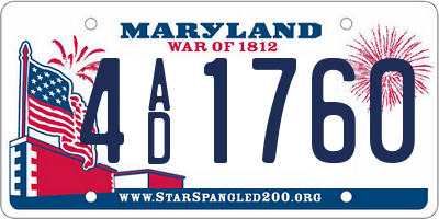 MD license plate 4AD1760