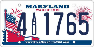MD license plate 4AD1765