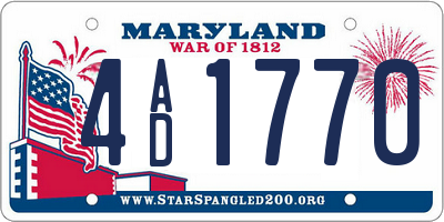 MD license plate 4AD1770