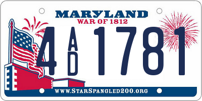 MD license plate 4AD1781